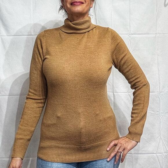 French Connection Camel Turtleneck Sweater Sz M - Picture 1 of 11